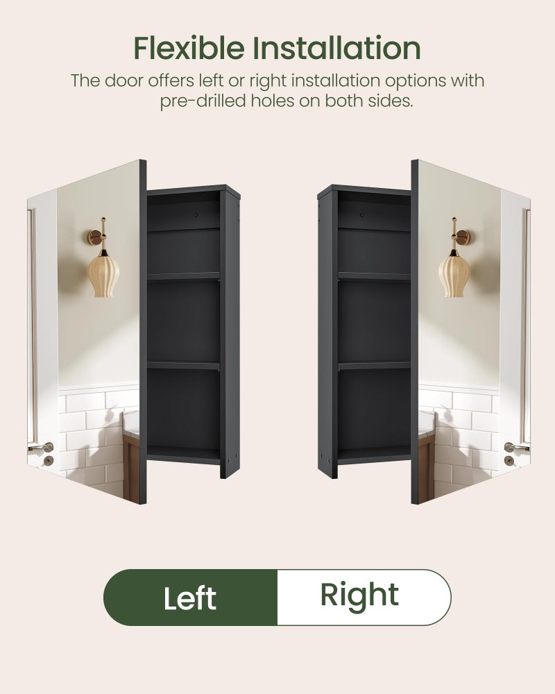 CHOEZON Bathroom Medicine Cabinet, Wall-Mounted Bathroom Vanity with Mirror, Bathroom Medicine Cabinet with Storage Function, Hanging Storage Cabinet, Adjustable Shelves, Black - Image 5