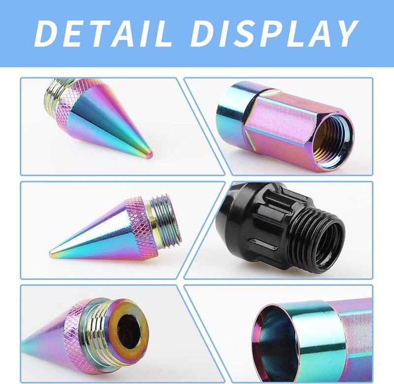 EZPROIT 20Pcs Neo Chrome Spiked Lug Nut Set - Image 3