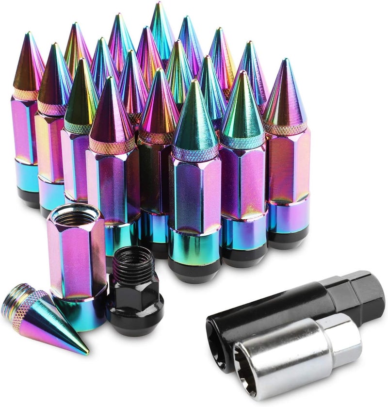 EZPROIT 20Pcs Neo Chrome Spiked Lug Nut Set - Image 1