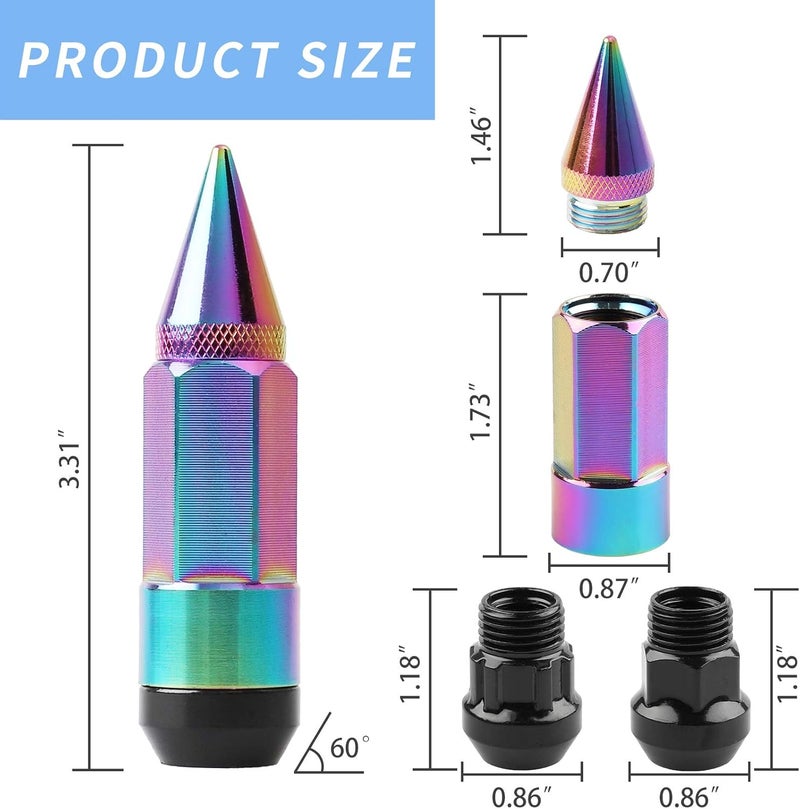 EZPROIT 20Pcs Neo Chrome Spiked Lug Nut Set - Image 2