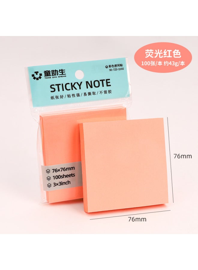 HELPS Fluorescent Color Sticky Notes Creative Simple Tearable Color Note Pad Office Stationery Note Paper - Image 1