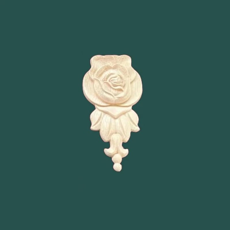Solid Wood Rose Wood Carving Decoration For Cabinets Mirrors Doors F 10x5cm - Image 1