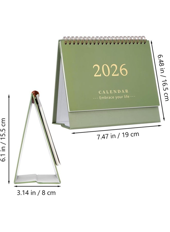 Desk Calendar 2026 Small Desktop Standing Flip Calendar for Home School Office Monthly Planner Green 19x16.5cm - Image 3