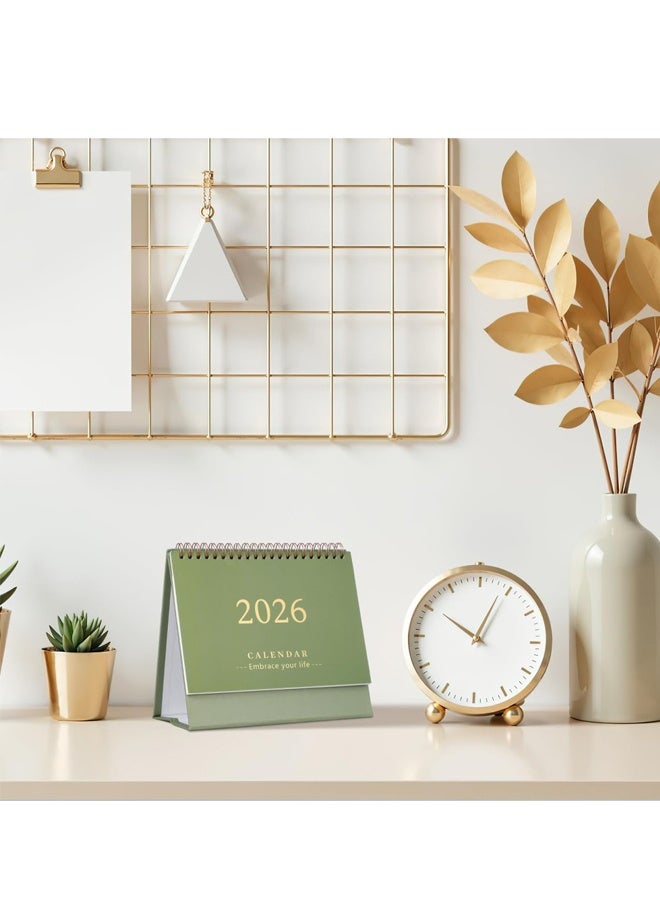 Desk Calendar 2026 Small Desktop Standing Flip Calendar for Home School Office Monthly Planner Green 19x16.5cm - Image 2