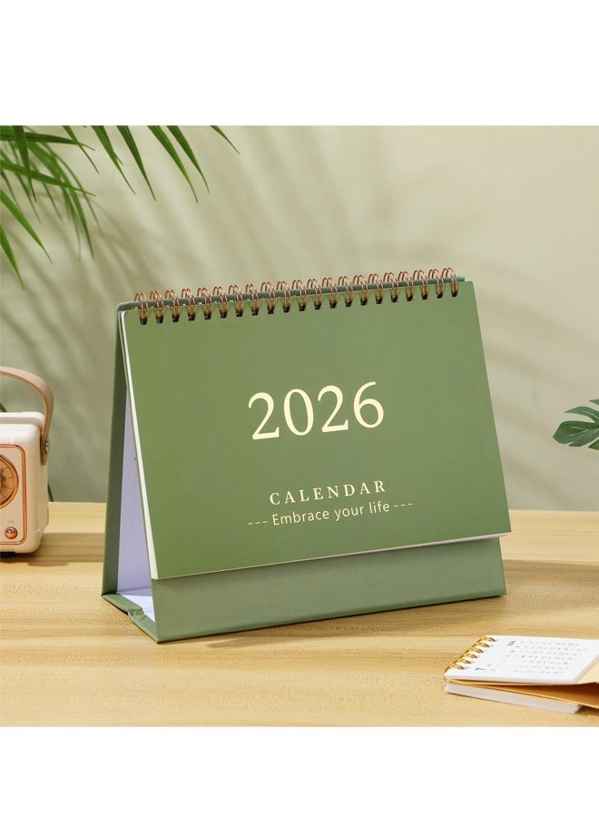 Desk Calendar 2026 Small Desktop Standing Flip Calendar for Home School Office Monthly Planner Green 19x16.5cm - Image 4