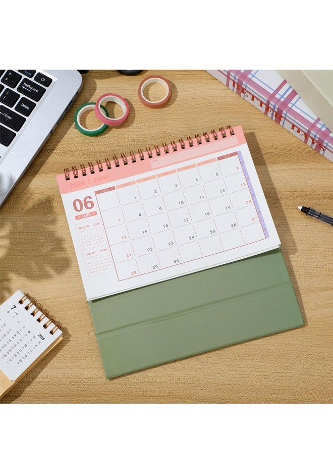 Desk Calendar 2026 Small Desktop Standing Flip Calendar for Home School Office Monthly Planner Green 19x16.5cm - Image 5