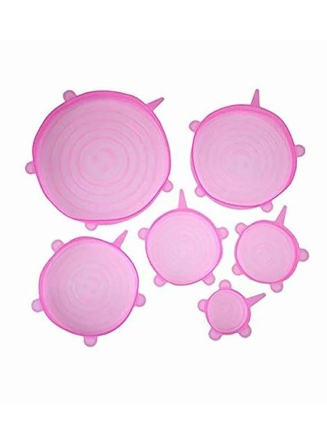 6-Piece Silicone Stretch Lid Cover Set Pink 6 sizesinch - Image 3