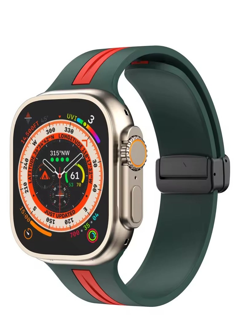 Silicone Magnetic Strap for Apple Watch Ultra Band 49mm 45mm 44mm 42mm Men/Women, Soft Sport Silicone Replacement Wristband Strap for iwatch Series 9/8/7/6/5/4/3/2/SE/Ultra2