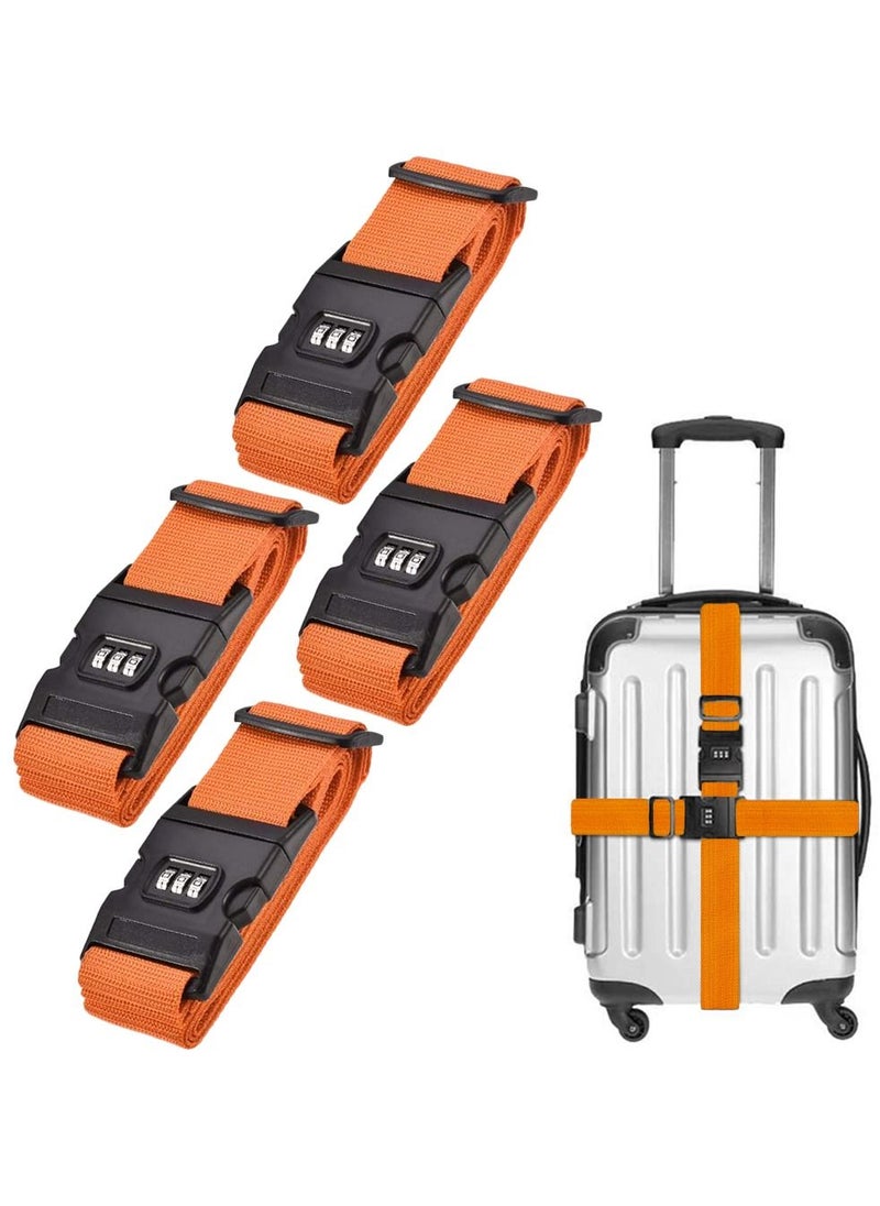 HomarKet - 4-Piece Luggage Strap Belt With Digits Combination Lock Orange - Image 1