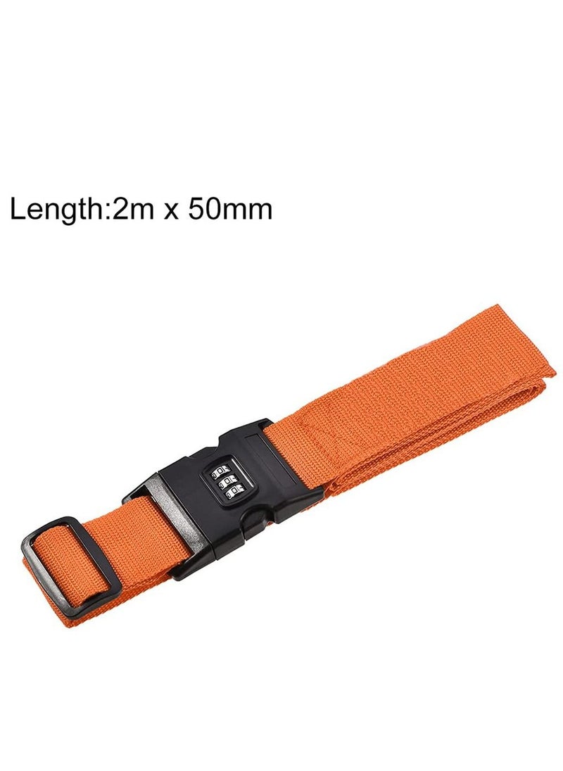 HomarKet - 4-Piece Luggage Strap Belt With Digits Combination Lock Orange - Image 1