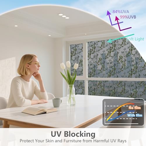 NINETREX One Way Window Privacy Film, Daytime Privacy Static Cling Sun Blocking Anti UV Reflective Window Tint for Home and Office 17.5 x 78.7 inches, Black Silver Leaf - Image 5