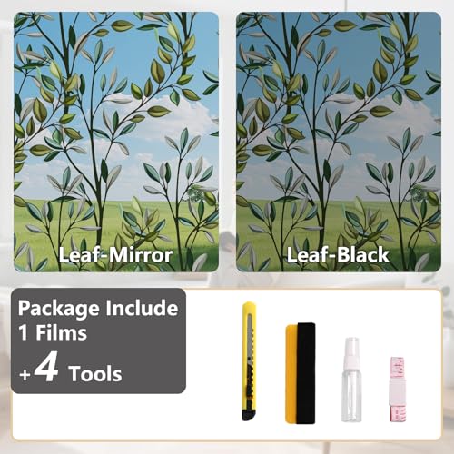 NINETREX One Way Window Privacy Film, Daytime Privacy Static Cling Sun Blocking Anti UV Reflective Window Tint for Home and Office 17.5 x 78.7 inches, Black Silver Leaf - Image 4