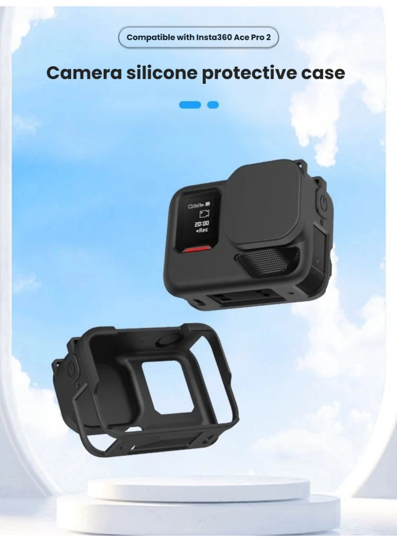 Black Silicone Full Protective Case for Insta360 Ace Pro 2 | Shockproof u0026 Washable with Quick-Adapter Access - Image 2