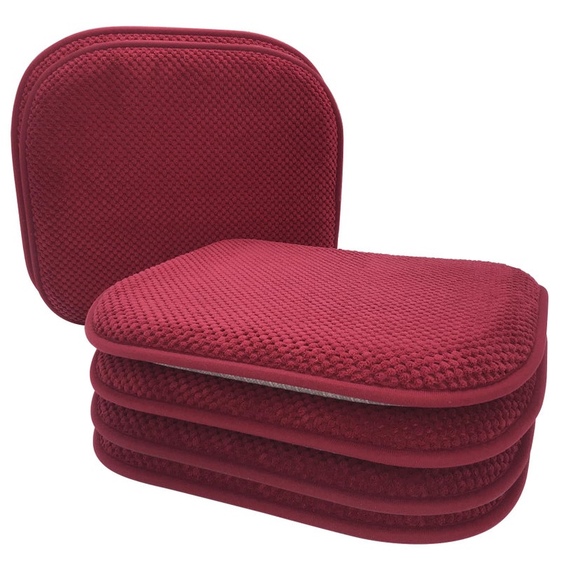 PAGGED PAGGED Wine Red Foam Seat Cushions Kitchen Chairs Pads for Dining Chairs 6 Pack Non Slip Patio Seat Cushions Washable U Shaped Soft Thick Large Metal Wooden Chair Cushions 17"" x 15"" - Image 1