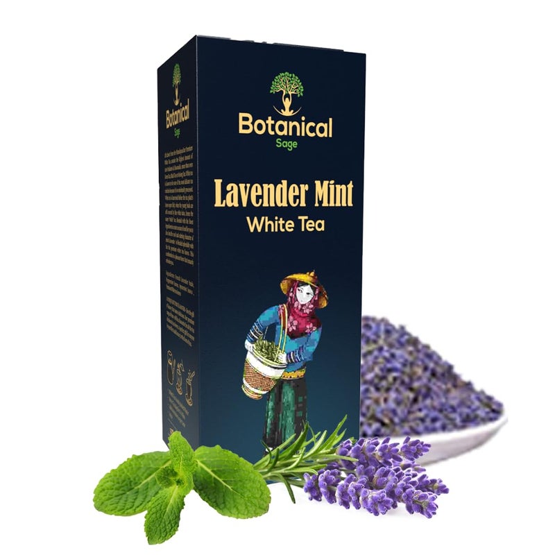 Botanical Sage- Lavender Mint White Tea 40 Pyramid Tea Bags | Selected | Luxury Tea | Himalayan White tea with French Lavender & Mint leaves - Image 5