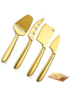 KASTWAVE 4pcs Stainless Steel Multifunctional Butter Spreader, Deluxe Sandwich Cream Cheese Condiment Knives Set Kitchen Tools,Easy to Spread for Jam Cheese Cream Slicer , (Golden)  - Image 1