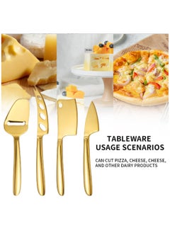 KASTWAVE 4pcs Stainless Steel Multifunctional Butter Spreader, Deluxe Sandwich Cream Cheese Condiment Knives Set Kitchen Tools,Easy to Spread for Jam Cheese Cream Slicer , (Golden)  - Image 3