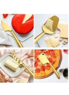 KASTWAVE 4pcs Stainless Steel Multifunctional Butter Spreader, Deluxe Sandwich Cream Cheese Condiment Knives Set Kitchen Tools,Easy to Spread for Jam Cheese Cream Slicer , (Golden)  - Image 5