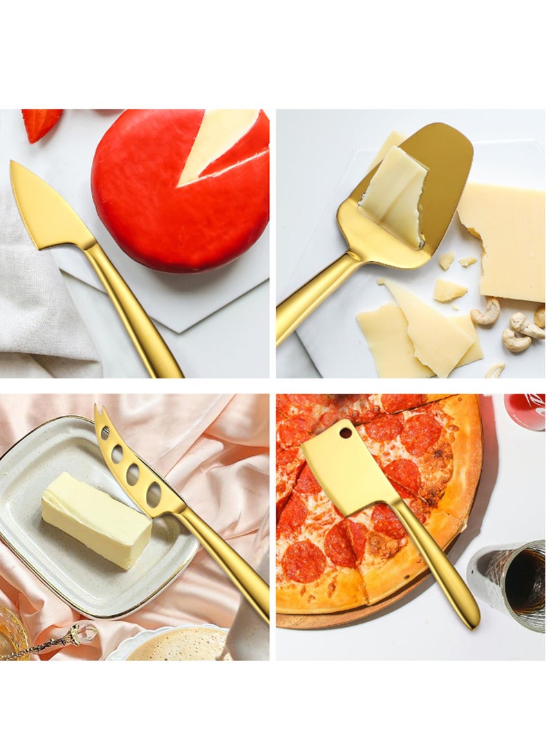 KASTWAVE 4pcs Stainless Steel Multifunctional Butter Spreader, Deluxe Sandwich Cream Cheese Condiment Knives Set Kitchen Tools,Easy to Spread for Jam Cheese Cream Slicer , (Golden)  - Image 5