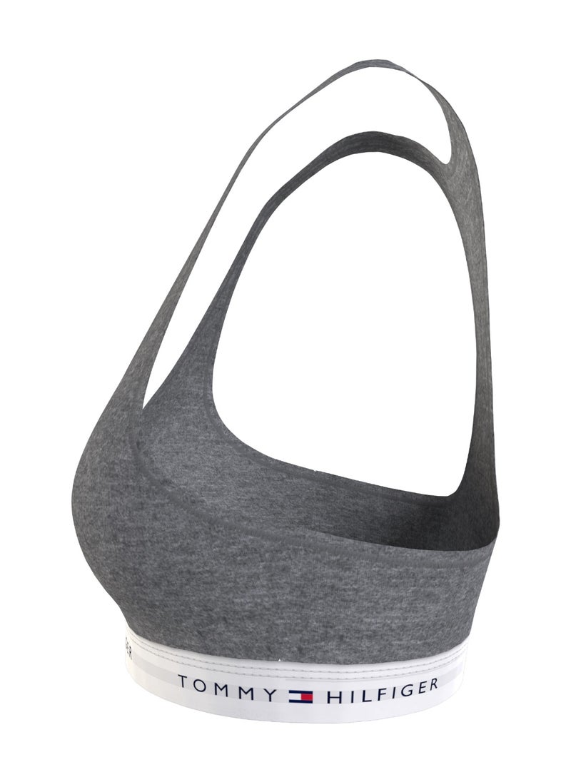 TOMMY HILFIGER Women's Tommy Icons Unlined Bralette - Cotton blend, Grey  - Image 4