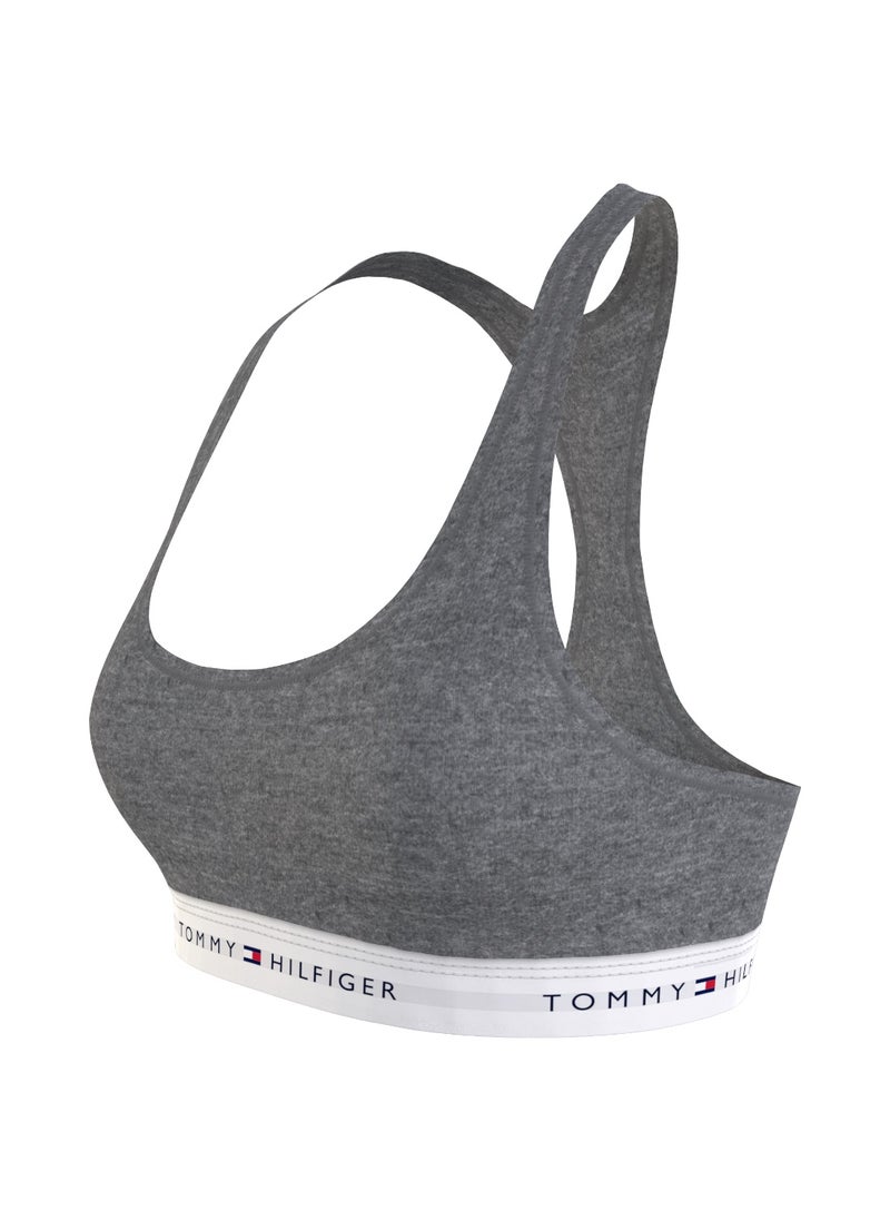 TOMMY HILFIGER Women's Tommy Icons Unlined Bralette - Cotton blend, Grey  - Image 3