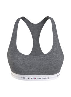 TOMMY HILFIGER Women's Tommy Icons Unlined Bralette - Cotton blend, Grey  - Image 1