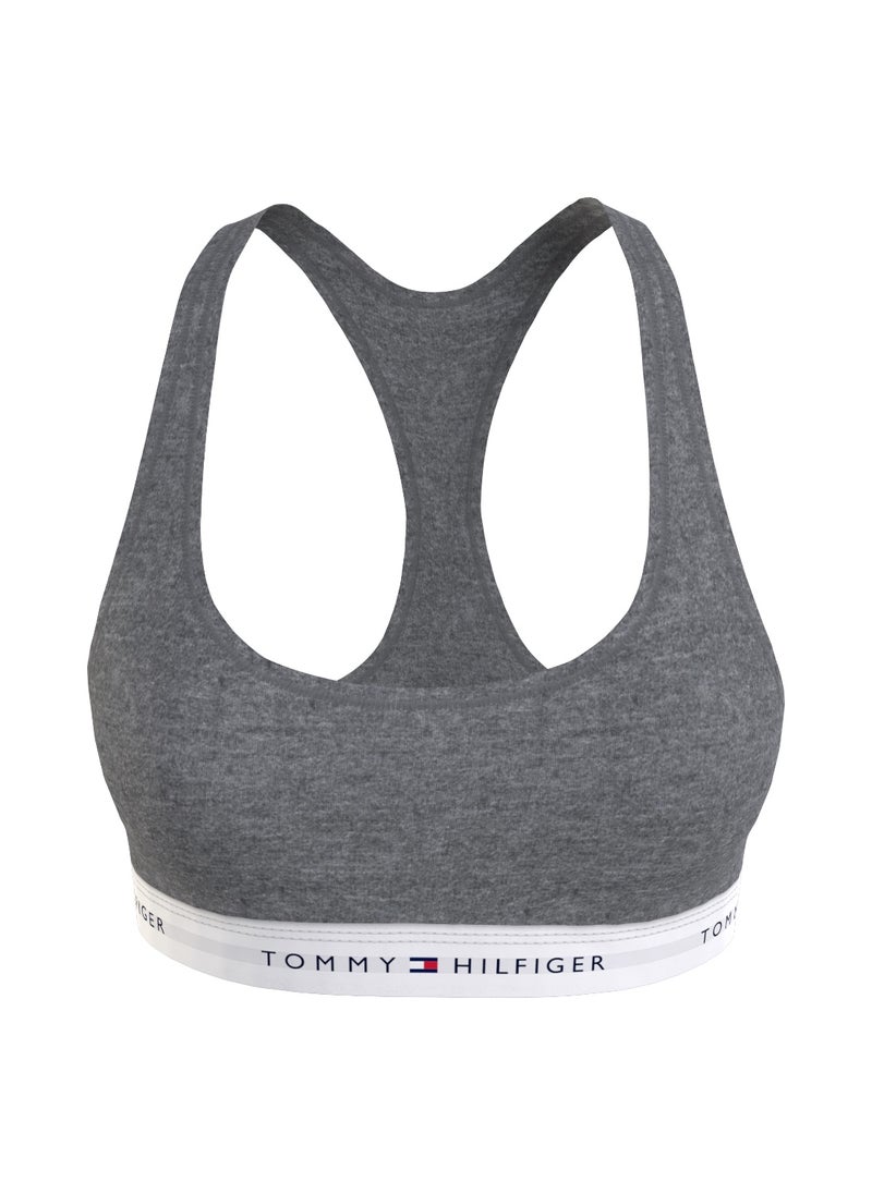 TOMMY HILFIGER Women's Tommy Icons Unlined Bralette - Cotton blend, Grey  - Image 1