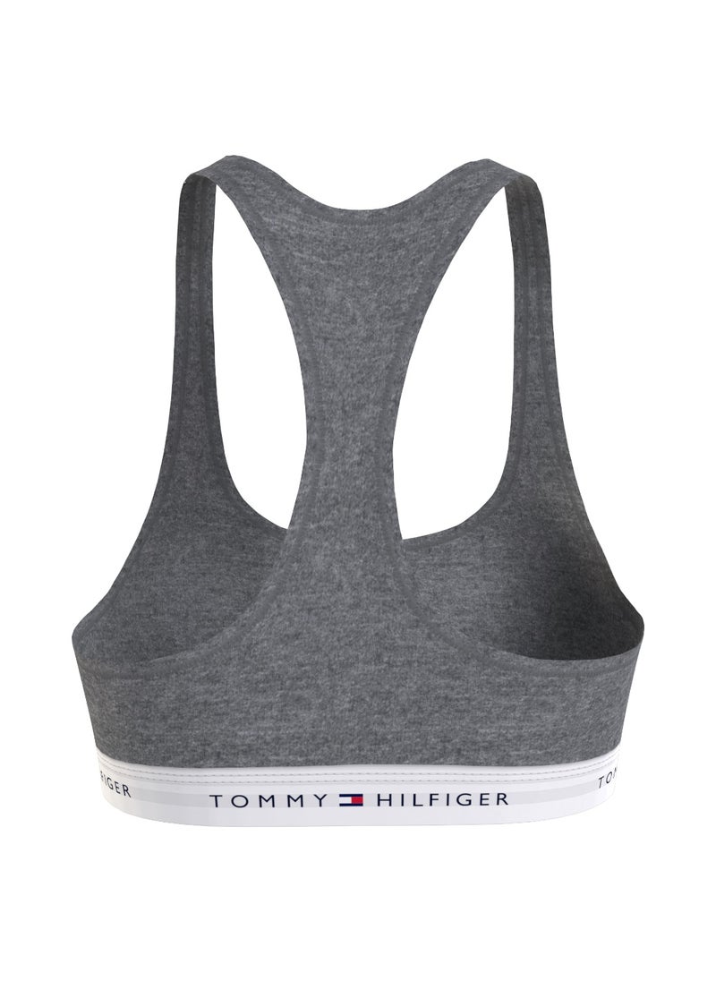 TOMMY HILFIGER Women's Tommy Icons Unlined Bralette - Cotton blend, Grey  - Image 2