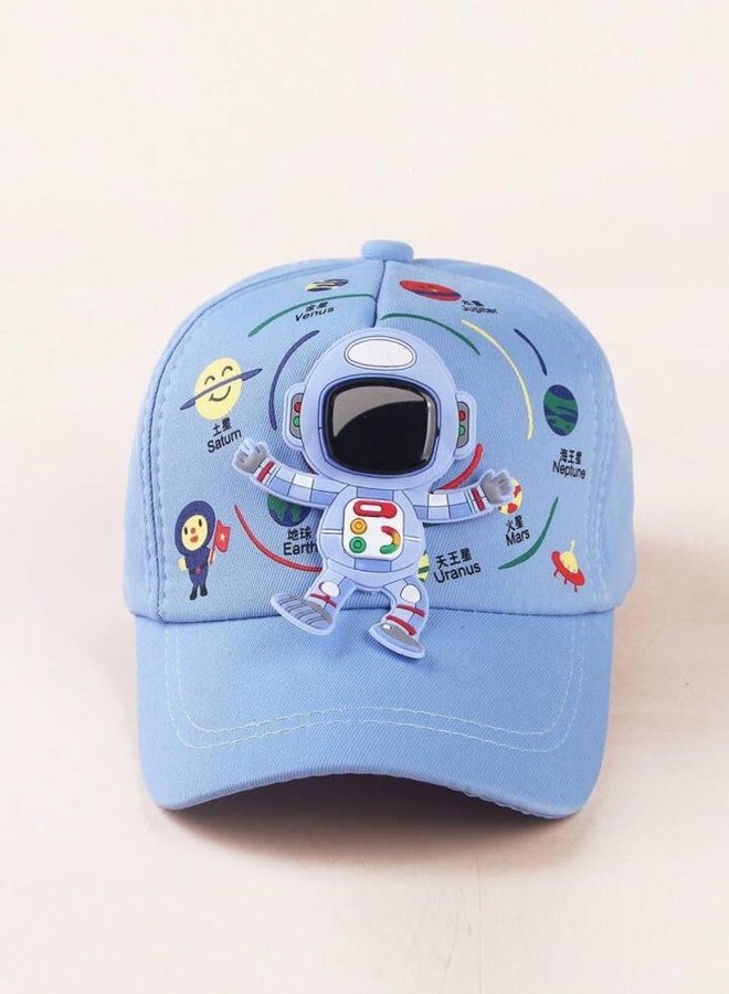 Ziory Cotton Astronaut Applique Detailed Cap - Blue - Image 3