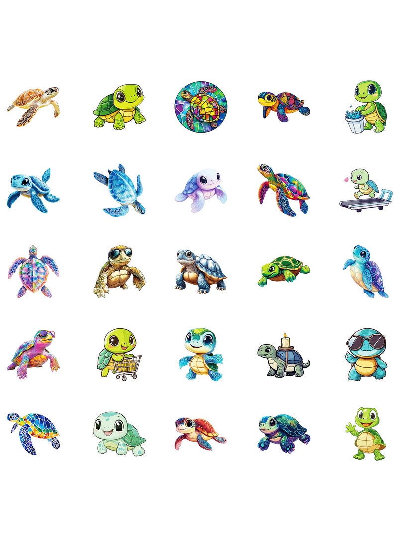 50 قطعة من ملصقات السلاحف البحرية المقاومة للماء والمضحكة، ملصقات حيوانات المحيط لزجاجة المياه ودفتر القصاصات والتزلج والكمبيوتر المحمول والدراجات والسيارة والأمتعة والجيتارات والفينيل، ملصق سلحفاة بحرية لطيف للأطفال والمراهقين - Image 3