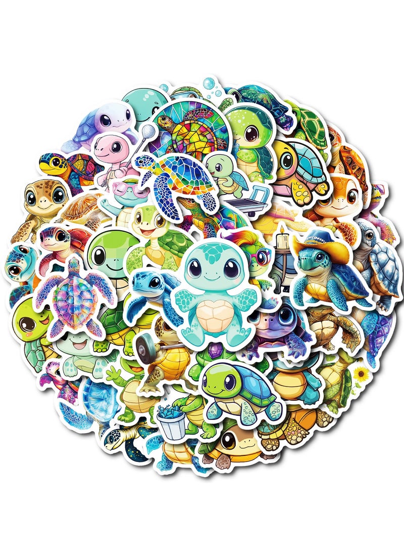 50 قطعة من ملصقات السلاحف البحرية المقاومة للماء والمضحكة، ملصقات حيوانات المحيط لزجاجة المياه ودفتر القصاصات والتزلج والكمبيوتر المحمول والدراجات والسيارة والأمتعة والجيتارات والفينيل، ملصق سلحفاة بحرية لطيف للأطفال والمراهقين - Image 1