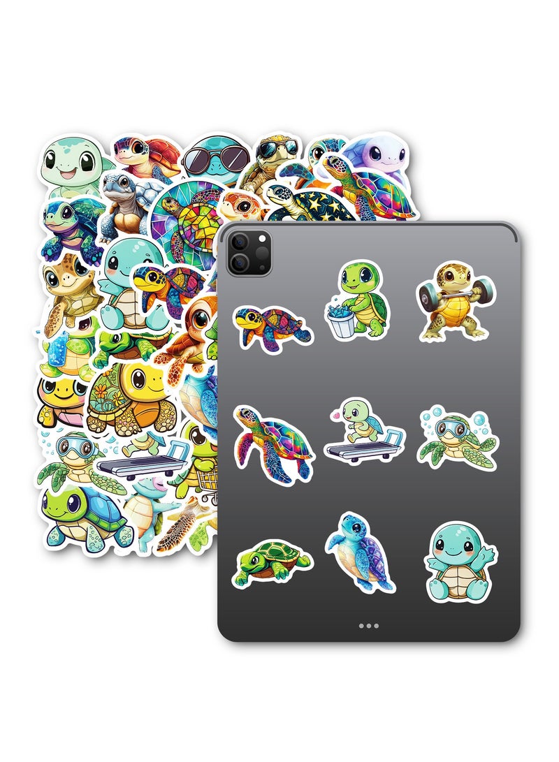 50 قطعة من ملصقات السلاحف البحرية المقاومة للماء والمضحكة، ملصقات حيوانات المحيط لزجاجة المياه ودفتر القصاصات والتزلج والكمبيوتر المحمول والدراجات والسيارة والأمتعة والجيتارات والفينيل، ملصق سلحفاة بحرية لطيف للأطفال والمراهقين - Image 4