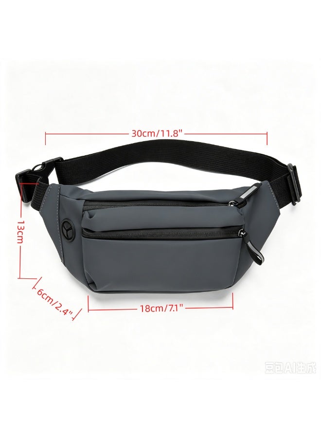 Waist Pack for Men and Women,Crossbody Waist Bag,Multi-Functional Crossbody Chest Pack, Lightweight Nylon Fanny Pack for Travel Walking Running Hiking Cycling Outdoor Sports Easy Carry Any Phone(Grey) - Image 2