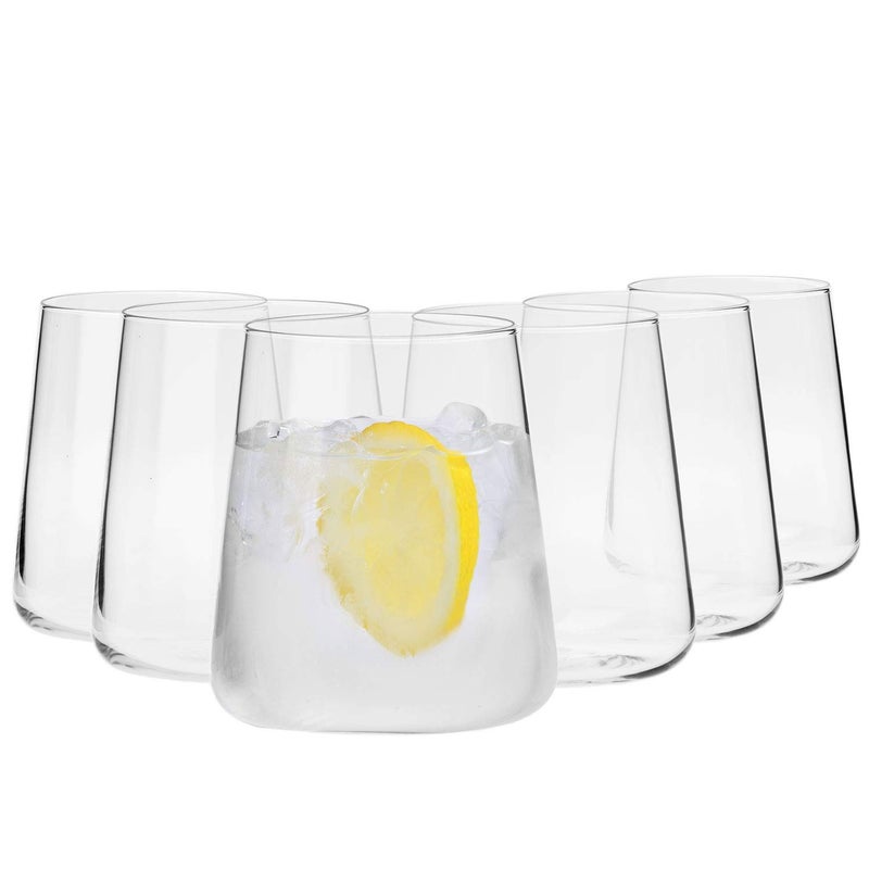 Krosno Water Juice Gin Tumbler Drinking Glasses  Set of 6  430 ML  AvantGarde Collection  Whiskey Glasses Gift Set Tumblers Cocktail Set  Durable Glass  Home  Bar  Glass Cups Glassware