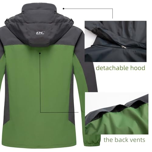 Diamond Candy Men Casual Hooded Rain Jacket-Diamond Candy lightweight Waterproof Softshell Raincoat Outdoor Sportswear Green Large - Image 2