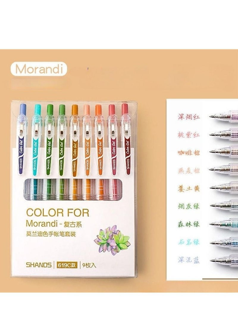 9 Colors Retractable Gel Ink Pens with Grip +9 Refill, Assorted Colors Ink, Smooth Writing Pens Color - Image 1