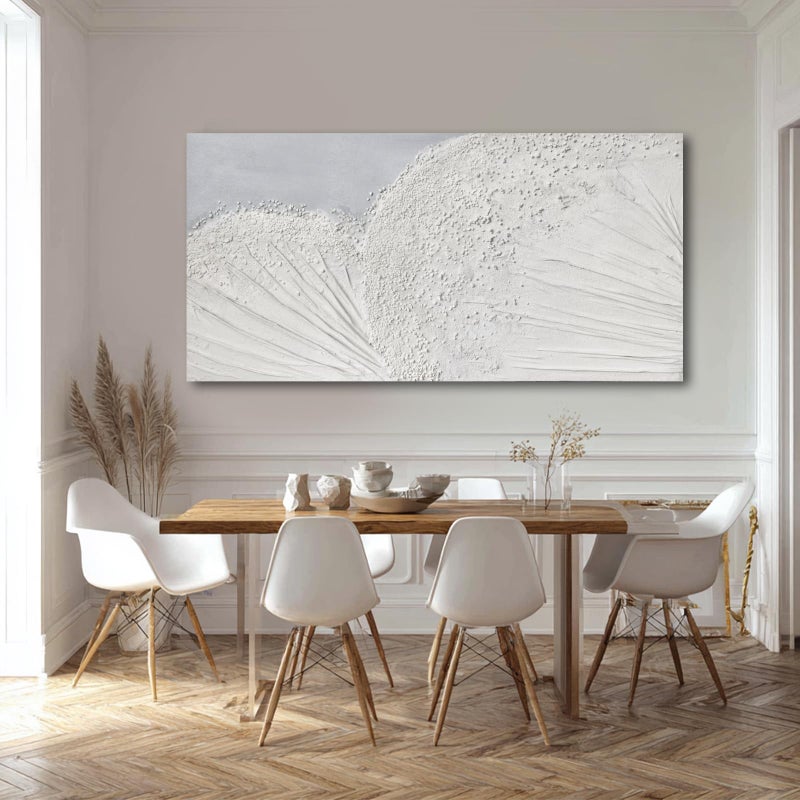 SHEYOYE Textured Wall Art Canvas 24x48 Inch, White Gray Hand Painted Modern Minimalist Neutral Wall Decor, Canvas Wall Art for Living Room Bedroom, Gallery Wrapped Ready to Hang - Image 5