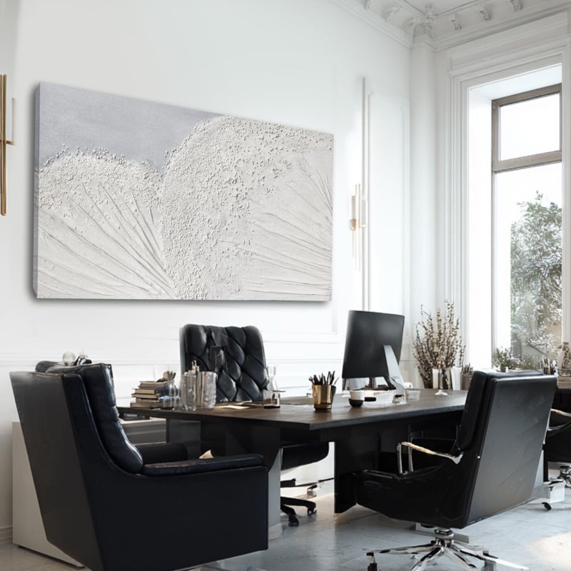SHEYOYE Textured Wall Art Canvas 24x48 Inch, White Gray Hand Painted Modern Minimalist Neutral Wall Decor, Canvas Wall Art for Living Room Bedroom, Gallery Wrapped Ready to Hang - Image 3