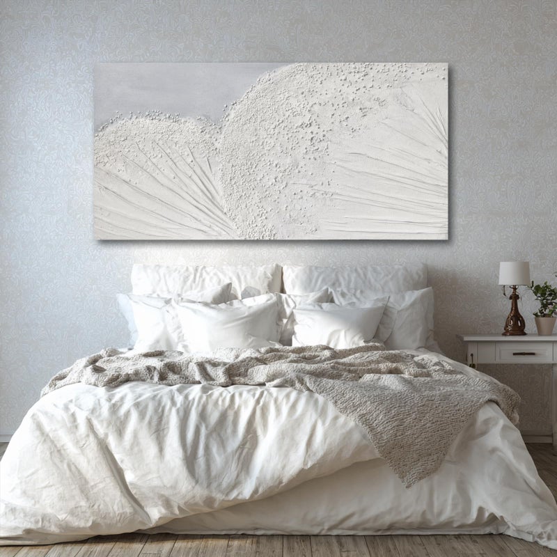 SHEYOYE Textured Wall Art Canvas 24x48 Inch, White Gray Hand Painted Modern Minimalist Neutral Wall Decor, Canvas Wall Art for Living Room Bedroom, Gallery Wrapped Ready to Hang - Image 4