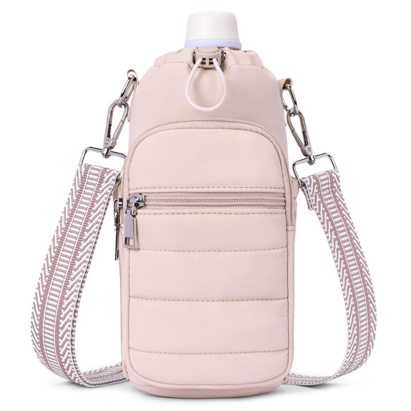 Lexiyat Water Bottle Bag 40 oz Crossbody Water Bottle Holder for Walking Hiking Insulated Compartment Carrier Purse with Adjustable Strap Pink - Image 1