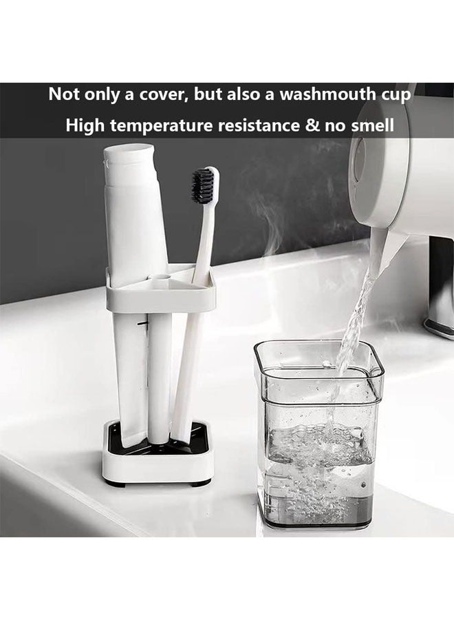 1 Pack Toothbrush Holder Stand with Cover and Cup, 3 Slots Toothbrush Holders for Bathrooms, Compatible with Toothpaste, Conventional Toothbrushes Storage, Razor Comb Multifunctional Storage