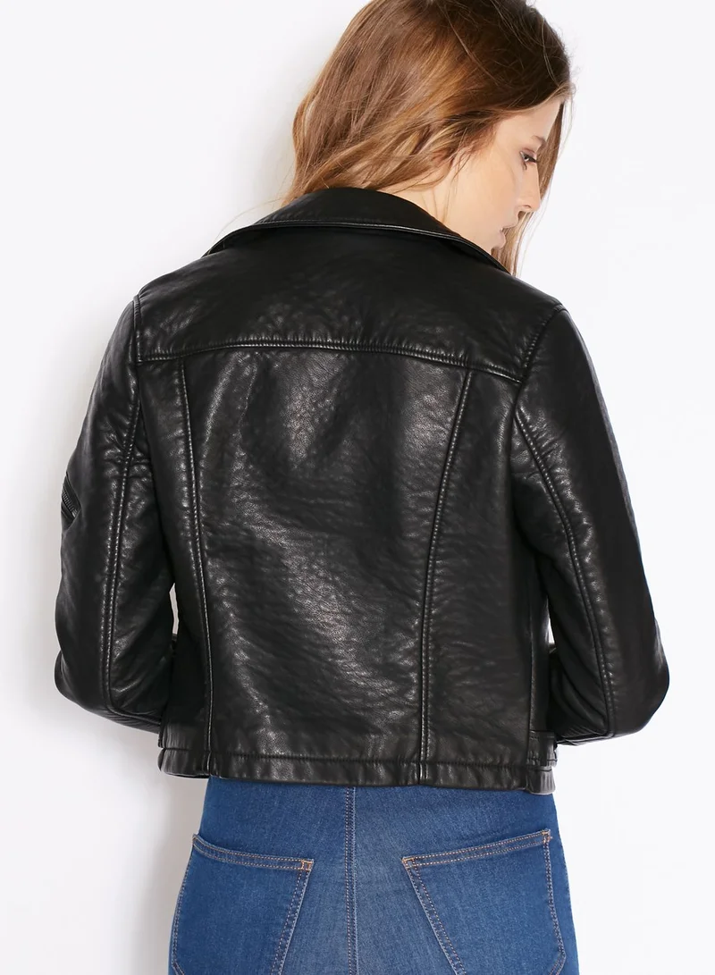 TOPSHOP Faux Leather Biker Jacket