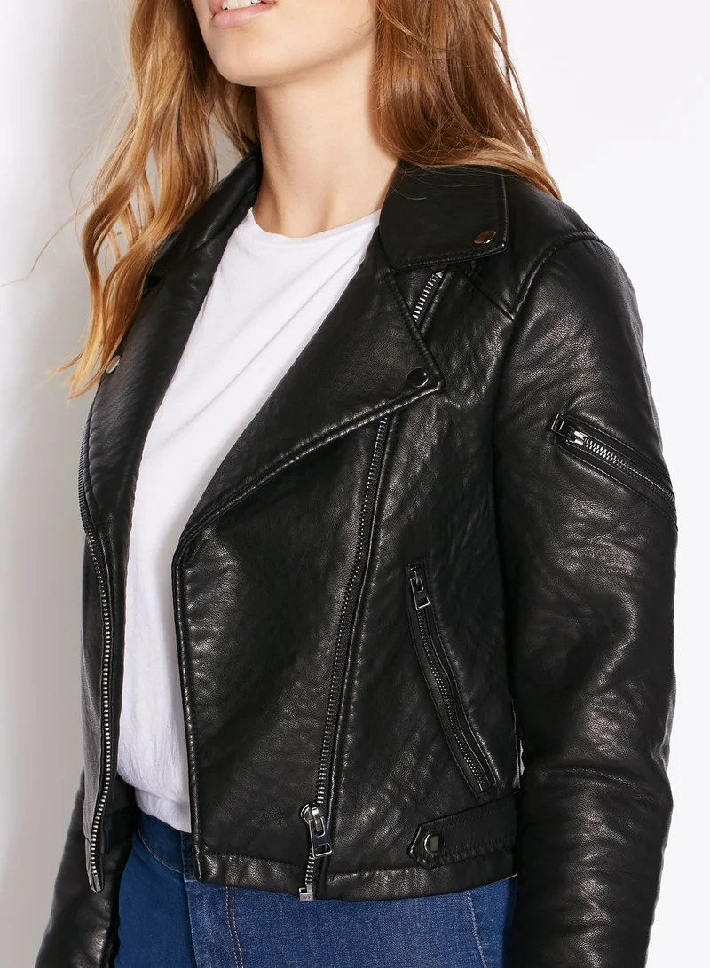 TOPSHOP Faux Leather Biker Jacket
