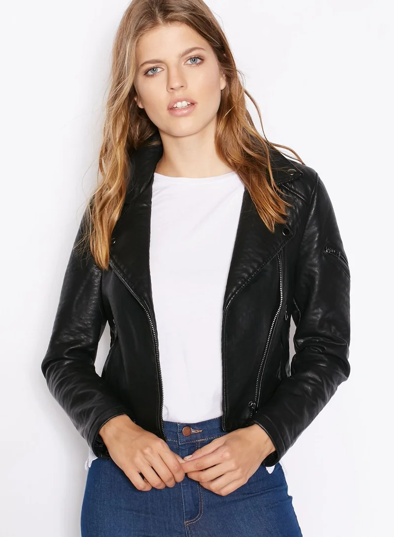 TOPSHOP Faux Leather Biker Jacket