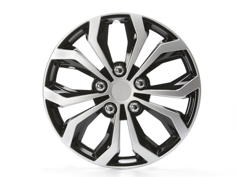 Cartrend Unitec 75569 Daytona Wheel Trims, Set of 4, Black/Silver, 16 inches - Image 1