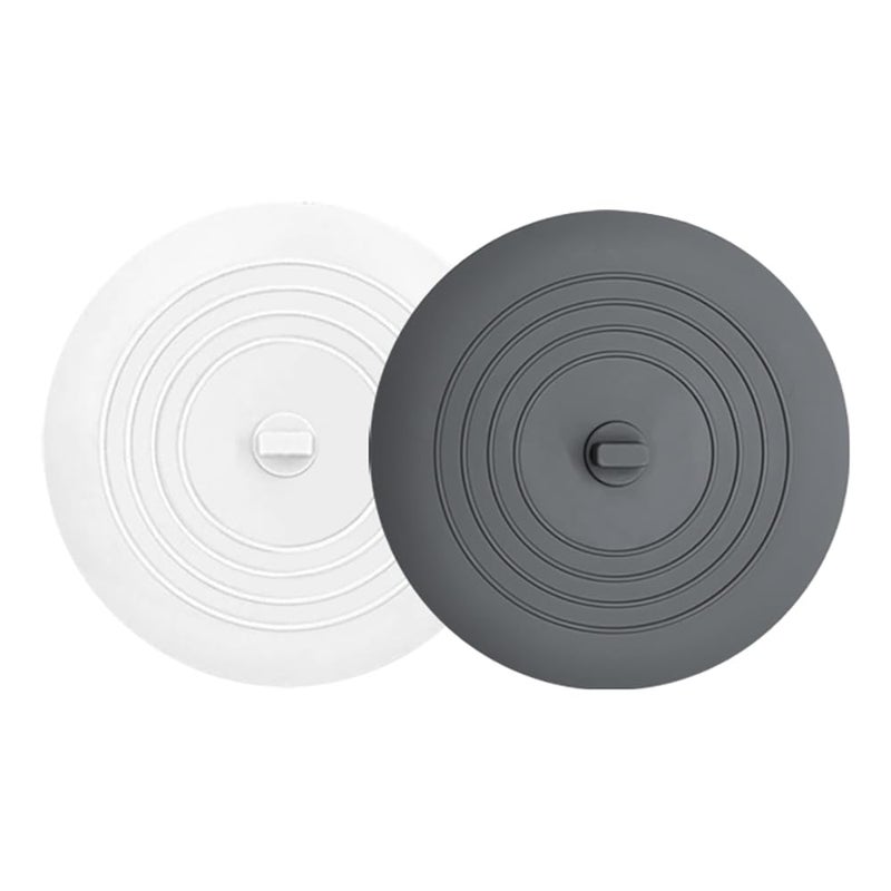 XIAOZHIHUI Tub Stopper 2PCS,Bathtub Drain Stopper,6 inches Bathtub Tub Drain Cover Stopper,Silicone Drain Plug Plug,Kitchen Bathroom Hair Water Shower Stopper,Large Bathroom Laundry Accessories (Grey/White) - Image 1