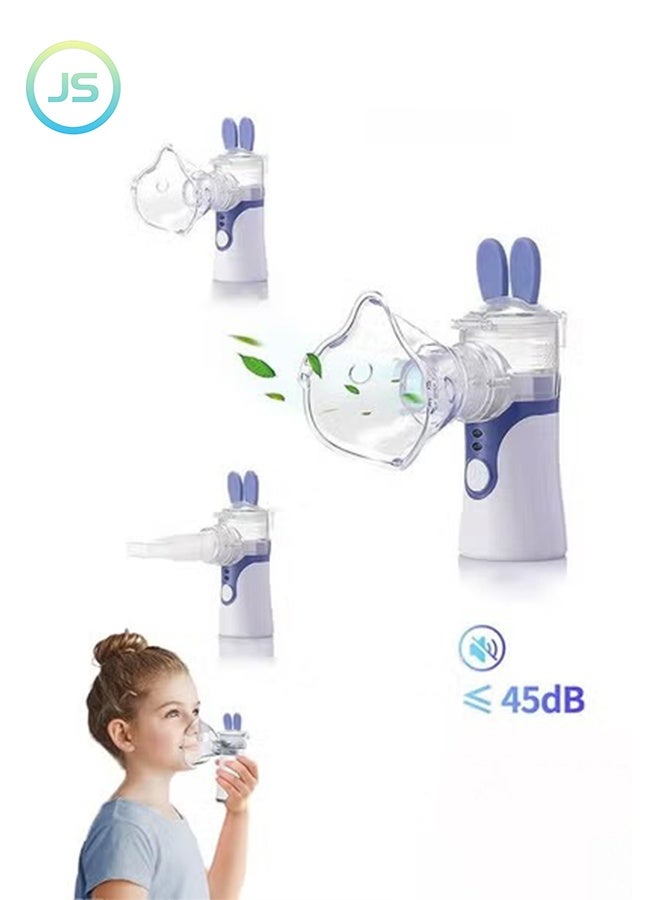JS Portable Silent Nebulizer, Handheld Inhaler Automatic Inhalators for Adults and Children Ultrasonic Humidifier for Home and Travel Use Mesh Inhalators with 2 Masks and Mouthpieces - Image 1