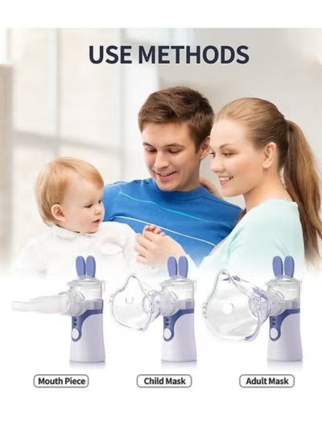 JS Portable Silent Nebulizer, Handheld Inhaler Automatic Inhalators for Adults and Children Ultrasonic Humidifier for Home and Travel Use Mesh Inhalators with 2 Masks and Mouthpieces - Image 5