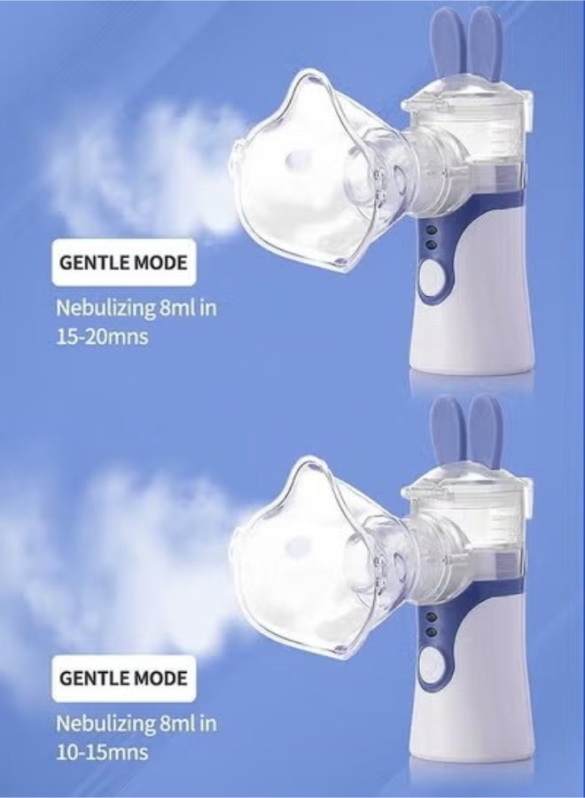 JS Portable Silent Nebulizer, Handheld Inhaler Automatic Inhalators for Adults and Children Ultrasonic Humidifier for Home and Travel Use Mesh Inhalators with 2 Masks and Mouthpieces - Image 4
