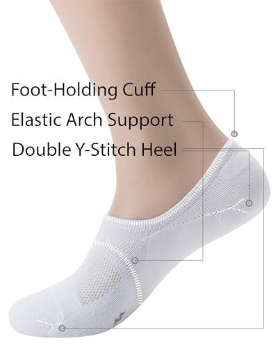 Pro Mountain No Show Socks Unisex Wide Toe Box For Health Y Heel Forefoot Size L White 4 Pack Cotton Cushion Footies Sneakers US Women 10-12 Men 9-11 - Image 4